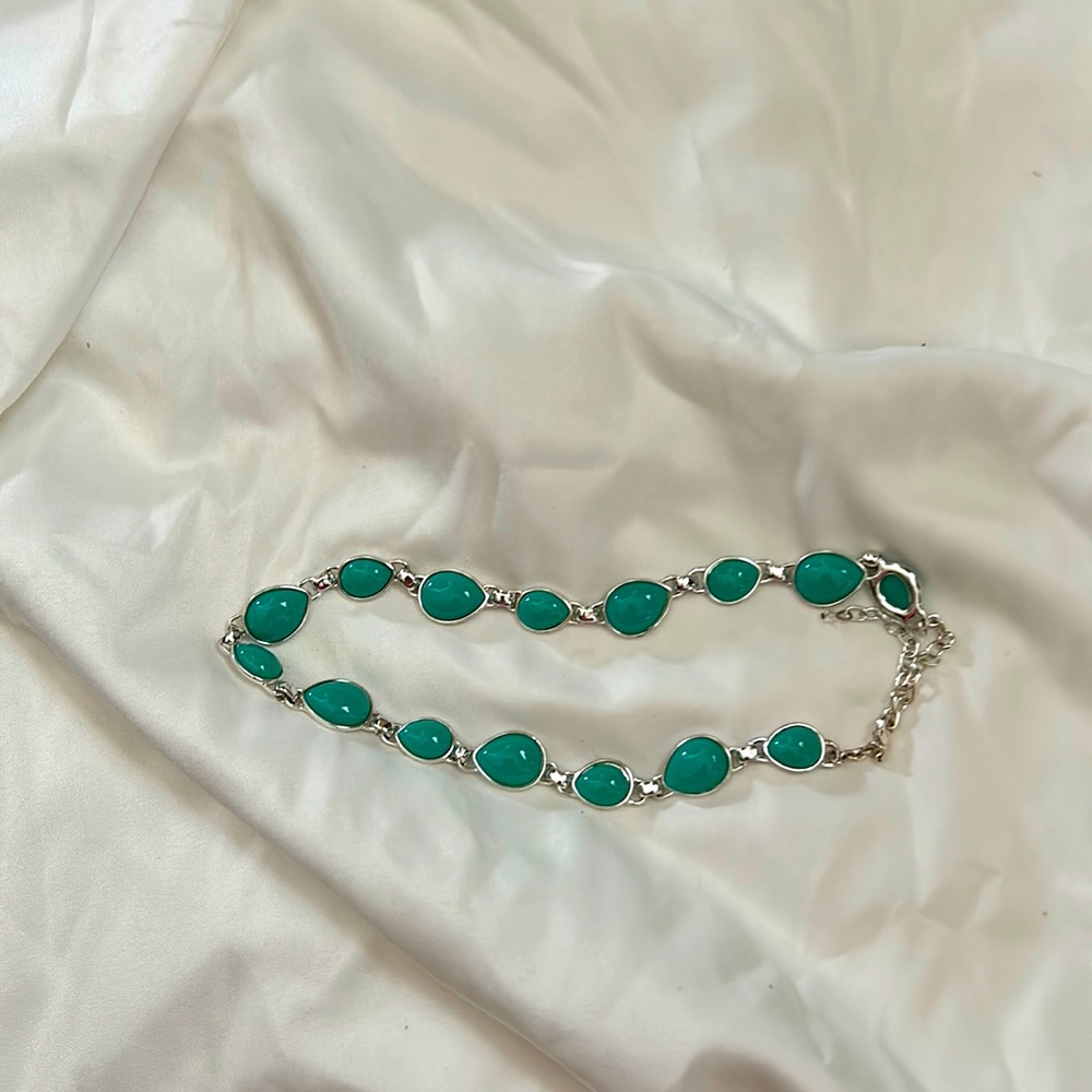 Aqua necklace silver EUC